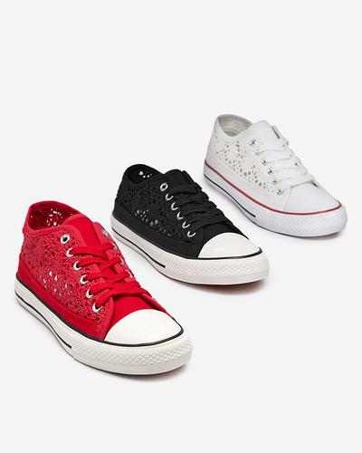 Czarne damskie ażurowe trampki Tareni - Obuwie