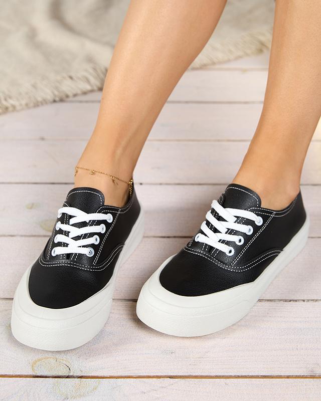 Czarne damskie tenisówki Lorino - Obuwie