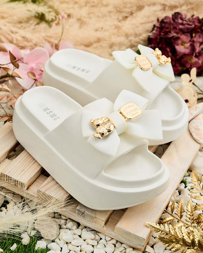 Royalfashion Дамски гумени джапанки с декоративна панделка Apis