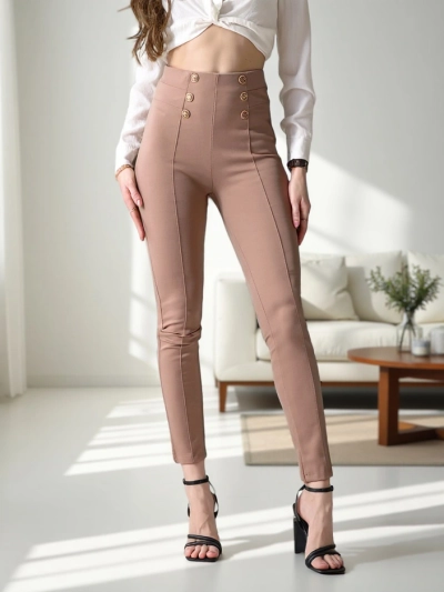 Royalfashion Женски котонни трикели с декоративни копчета