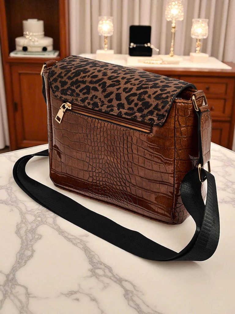 Лакирана малка дамска чанта от еко кожа Sable Arc