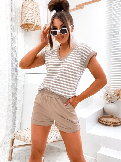 Royalfashion Памучен дамски комплект с райета