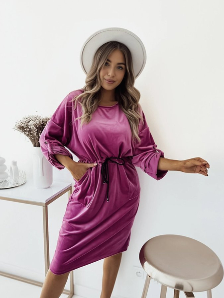 Royalfashion Дамска миди рокля в цвят фуксия