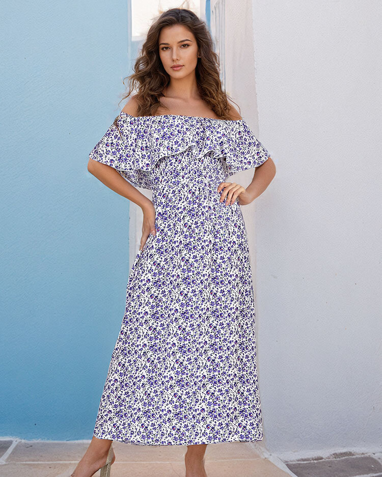 Royalfashion Дамска миди рокля a'la hiszpanka