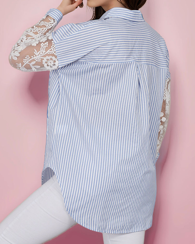 Royalfashion Дамска раирана риза с дантела