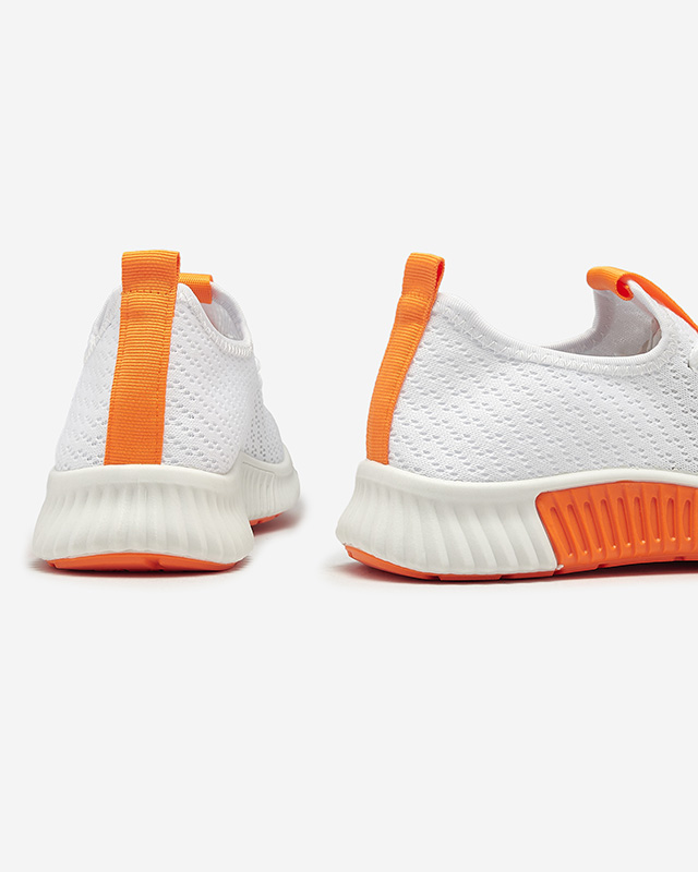 Бели дамски спортни обувки с оранжеви вложки Kedeti - Обувки