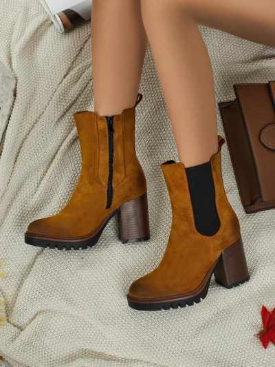 Дамски боти от еко велур на ток Soreya