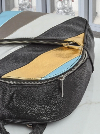 Royalfashion Дамска раница от еко кожа с райета Metallic Stripes