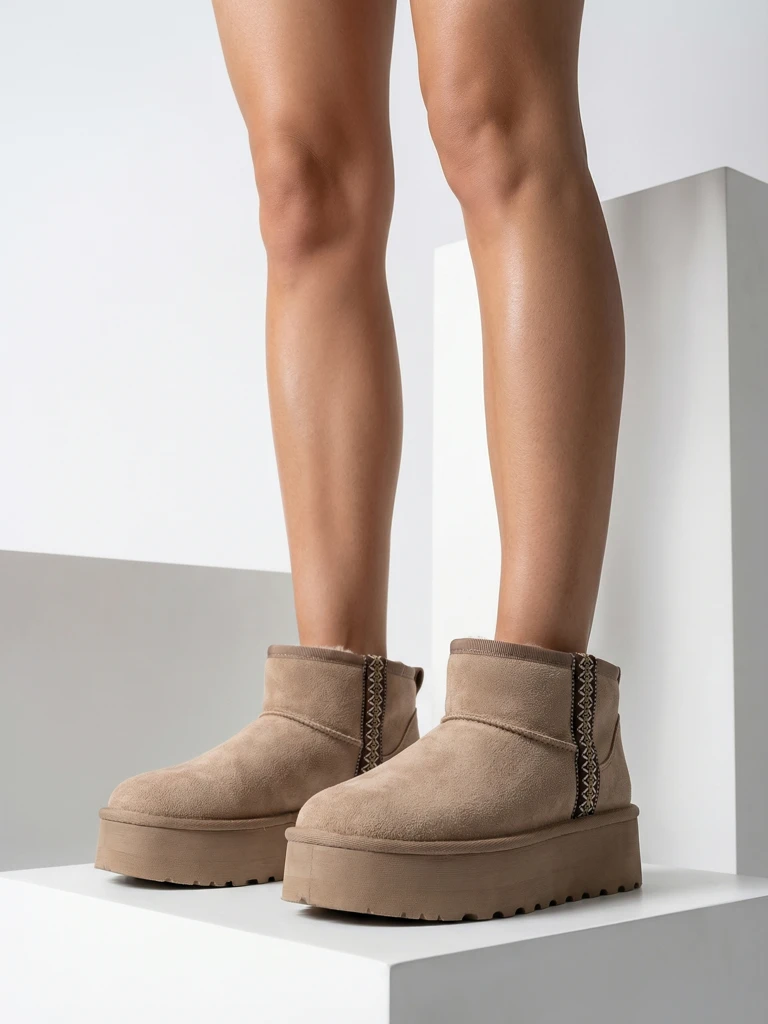 Royalfashion Къси ботуши за жени със стил снягови ботуши Халузи