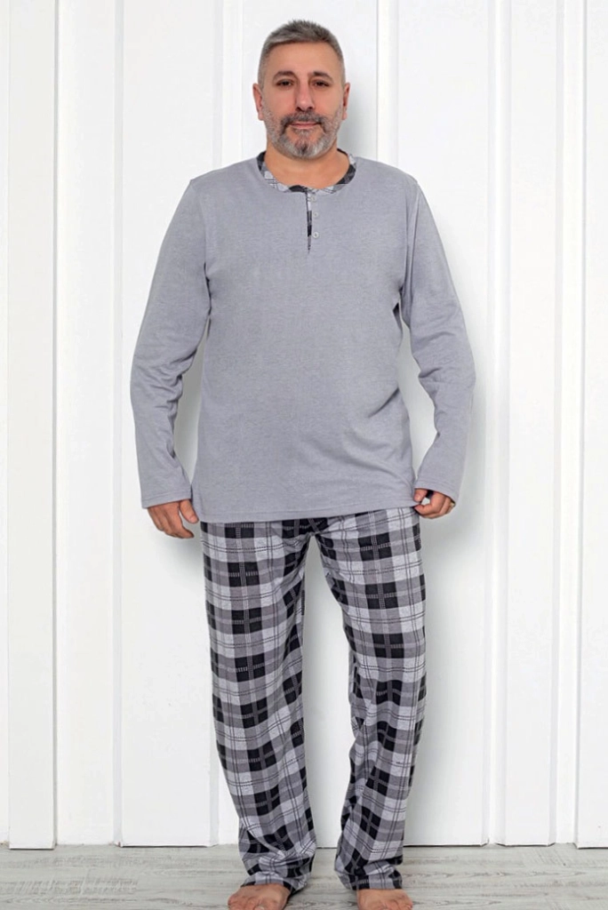 Royalfashion Мъжки каре памучни пижами XXL