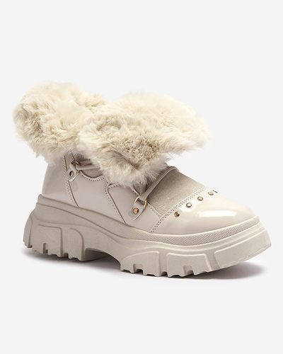 Бежови дамски ботуши за сняг с връзки Fentes- Footwear