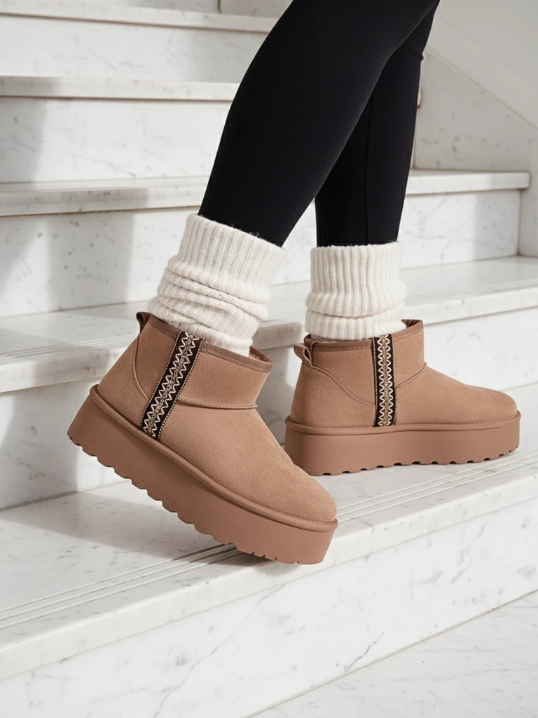 Royalfashion Къси ботуши за жени със стил снягови ботуши Халузи