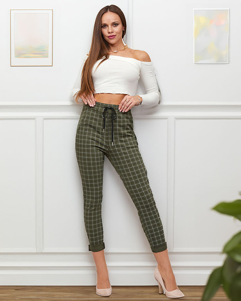 Royalfashion Дамски кариран панталон