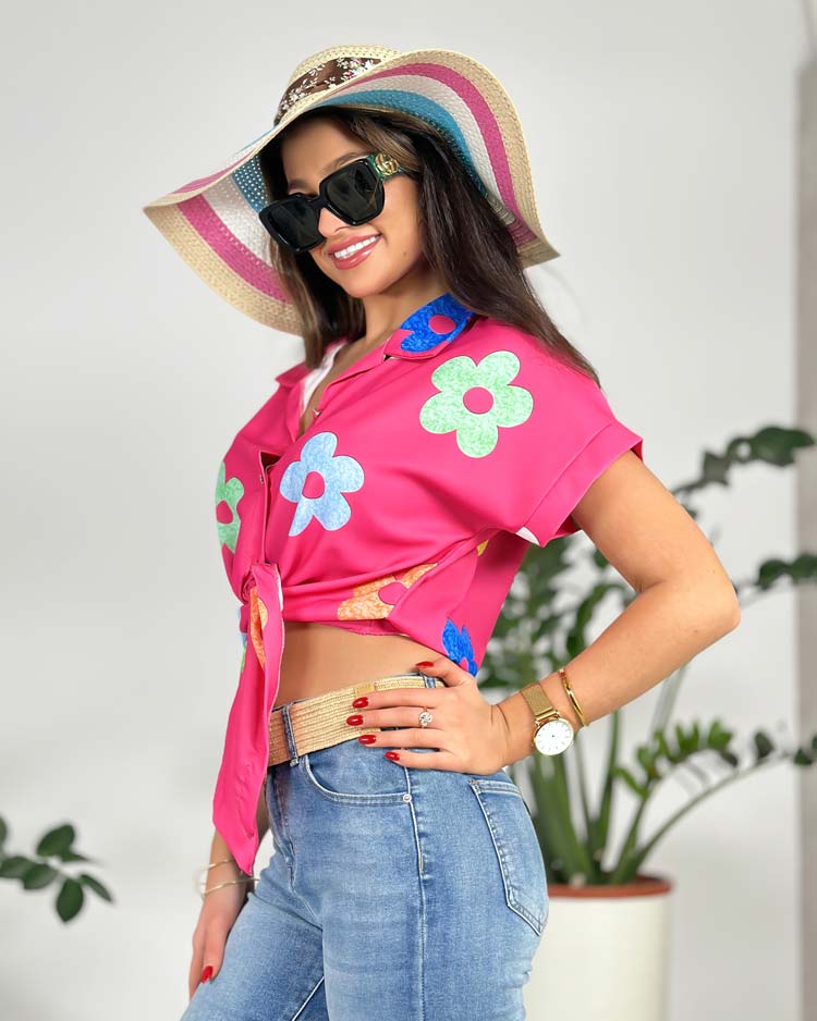 Royalfashion Дамска къса флорална риза