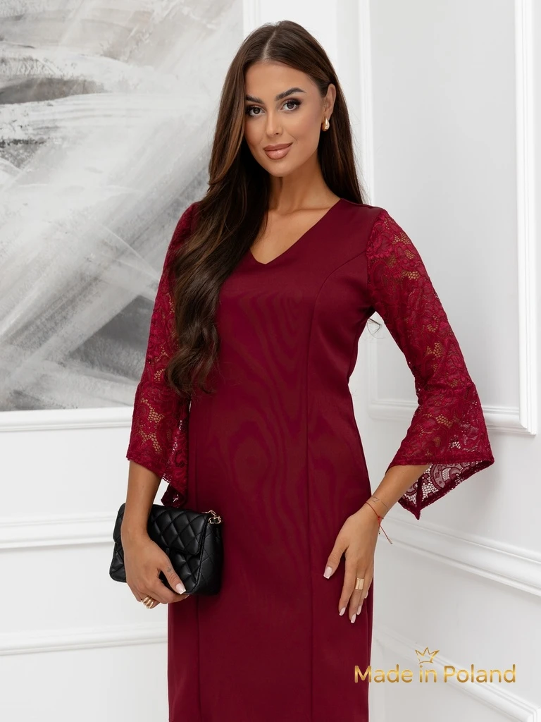 Дамска мини рокля с дантелени ръкави Livia Style