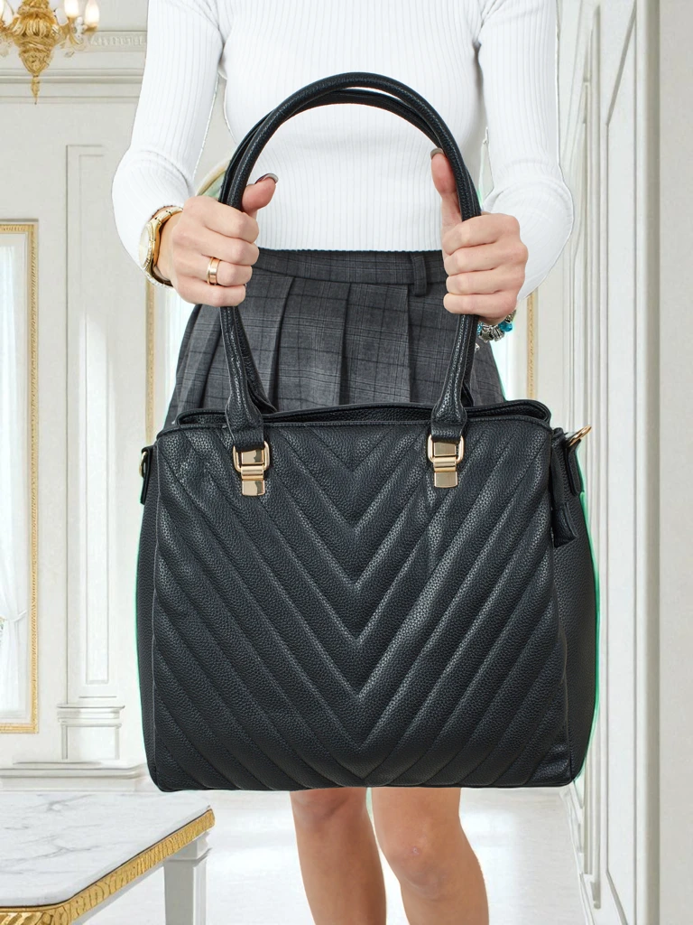 Дамска чанта shopper от еко кожа с щампа Corvella