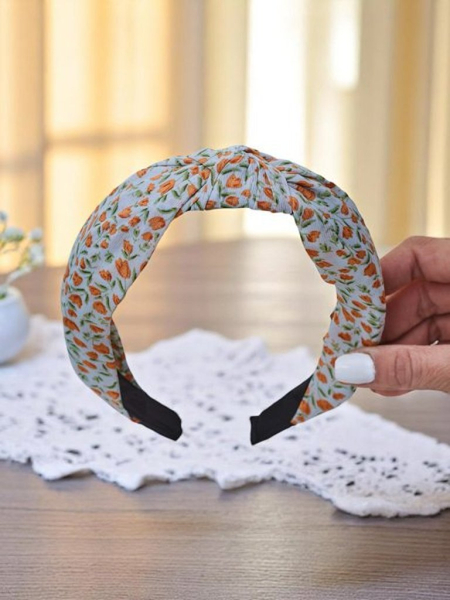 Royalfashion Лента за коса с панделка на флорален мотив Lilia