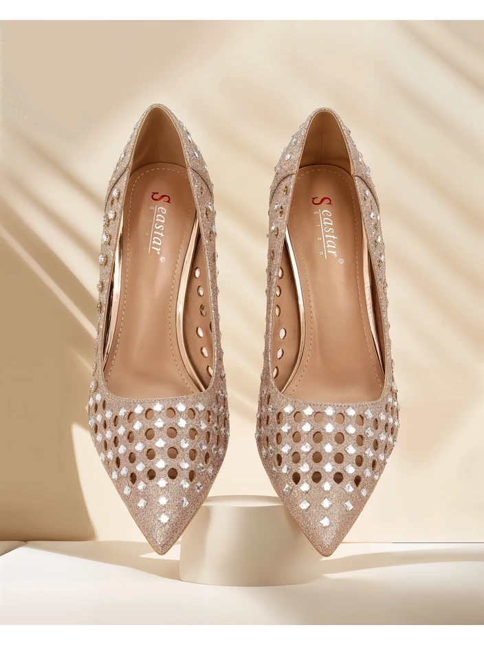 Royalfashion Женски обувки с перфорация и висок ток Ecatte