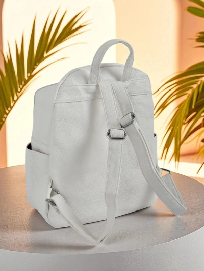 Плетена Дамска Раница AURELIA Grande – Екологична Кожа Бяла Królewska Moda