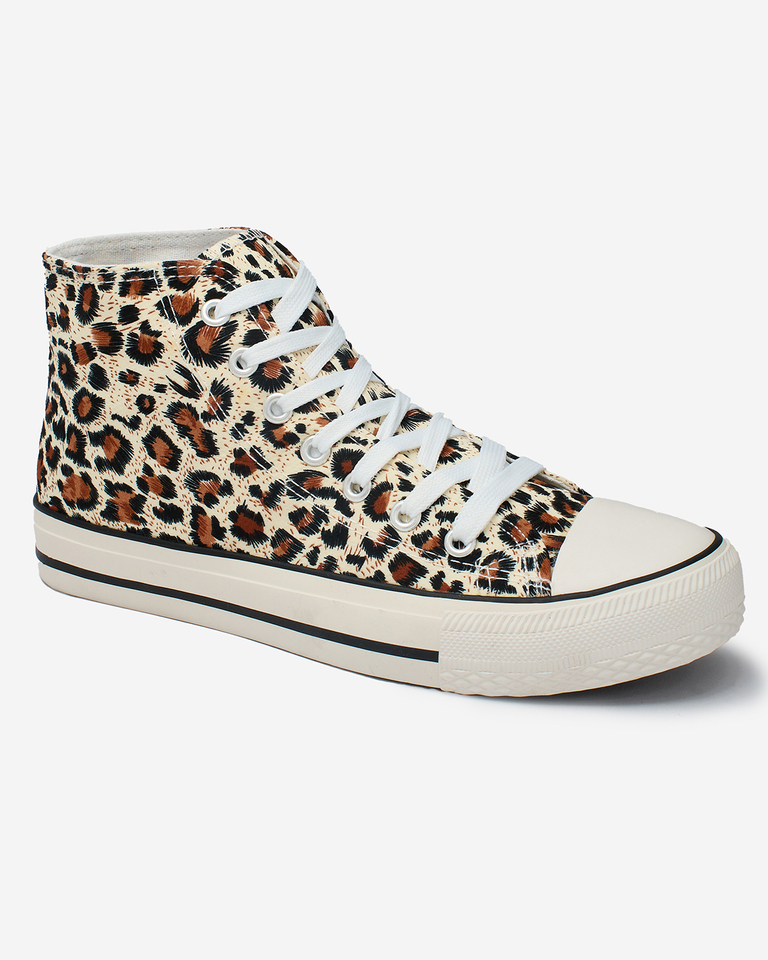 Royalfashion Дамски високи кецове в бежово с модерен десен Jungle Jive