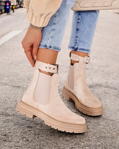 Дамски ботуши на Royalfashion с декоративна каишка Ozzoas