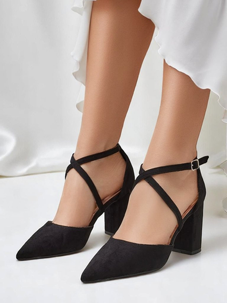 Royalfashion дамски еко-замшени помпи с каишки Kanastru