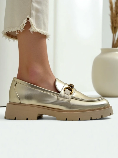 Royalfashion Женски мокасини с позлата Goldlove