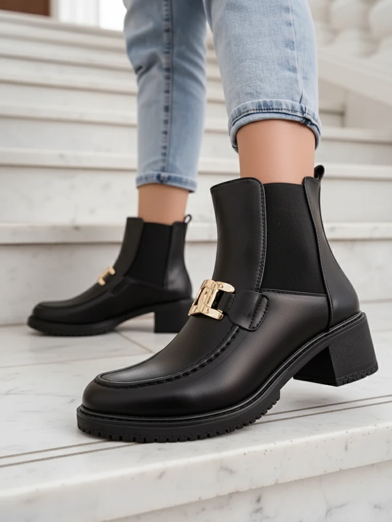 Дамски ботуши на нисък ток на Royalfashion Ewios