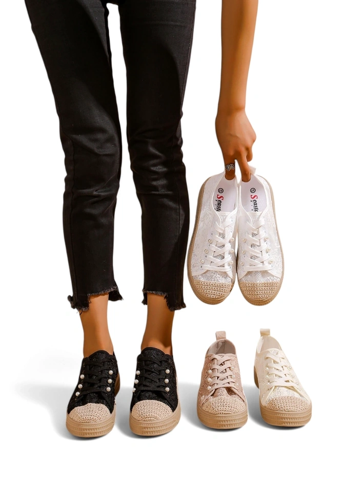 Royalfashion Дамски кецове от дантела с пайети Nille