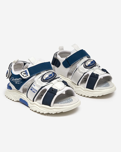 Biało-granatowe chłopięce sandały na rzepy Roserro - Obuwie