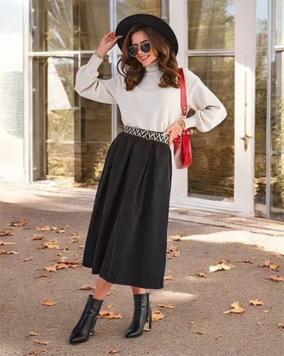 Дамска миди пола Royalfashion a' la corduroy