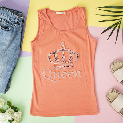 Różowy damski top z cyrkoniami - Odzież