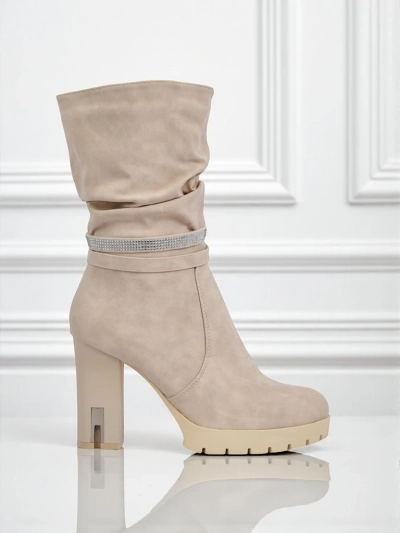 Матови дамски боти на ток Ashen Bloom