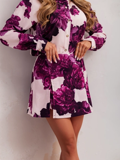 Royalfashion Дамски флорален комплект с връзваща се блезер и къси панталони