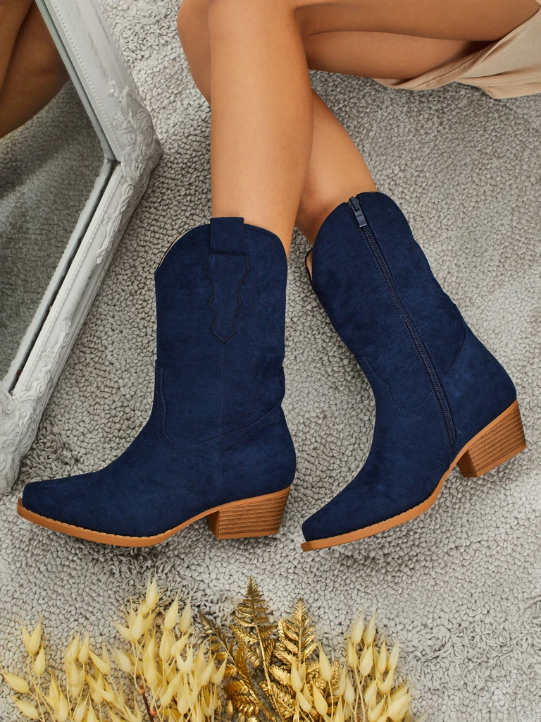 Дамски еко велурени каубойски ботуши SpireHush