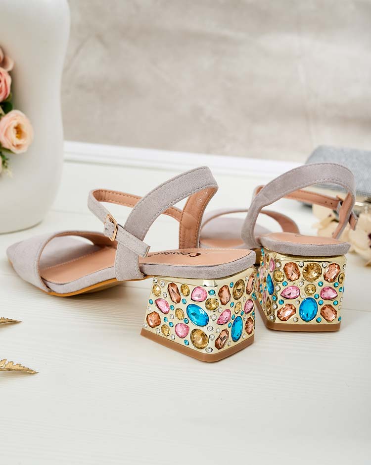 Royalfashion Дамски сандали на ток с кристали Ohvare