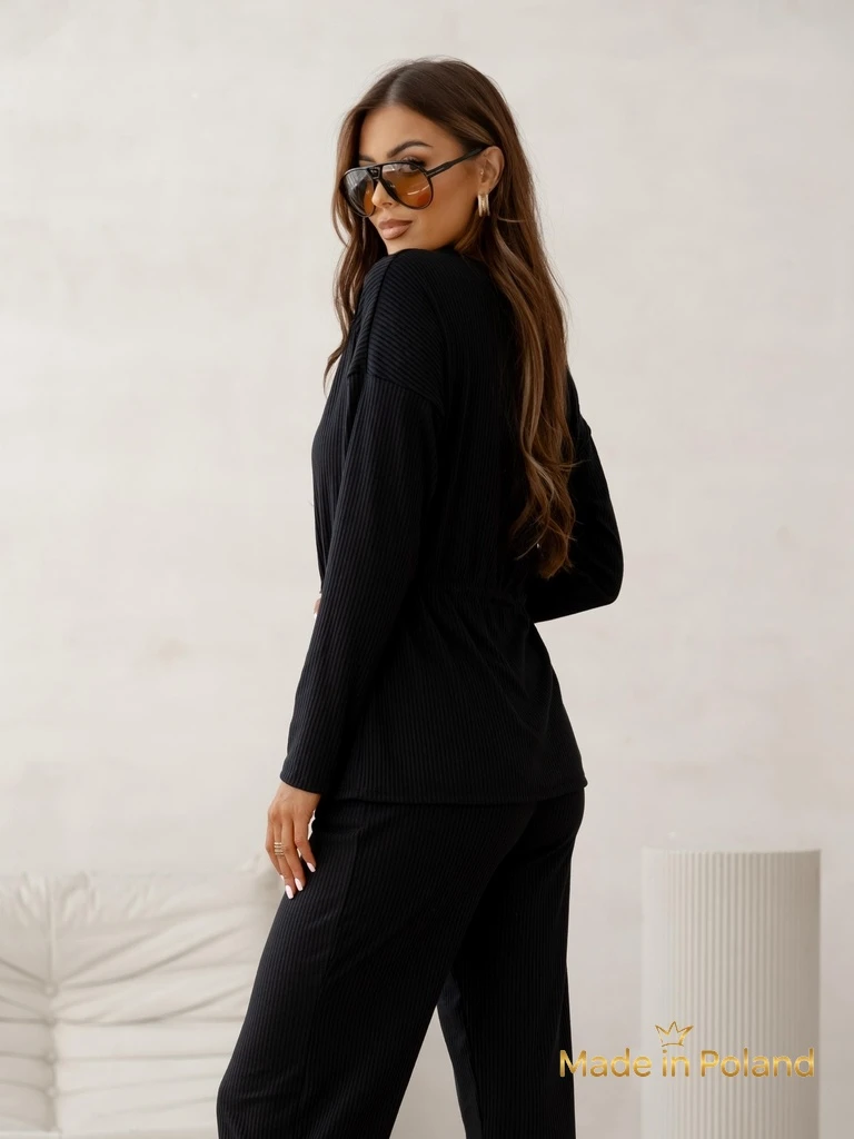 Royalfashion Дамски комплект от памук, в стил плетен, на райета