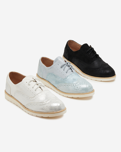 Białe sznurowane półbuty damskie Isdiohra - Obuwie