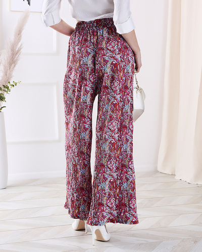 Дамски панталон с широки крачоли в червено - Облекло