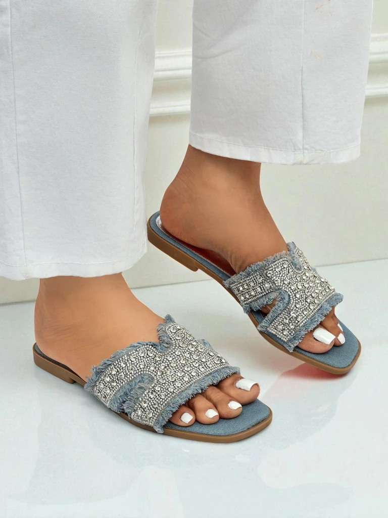 Royalfashion Дамски чехли с камъни CrystalEase