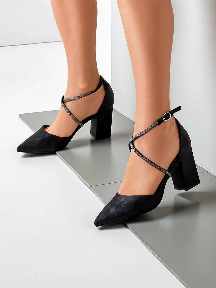 Royalfashion дамски еко велур обувки с ленти Eurole