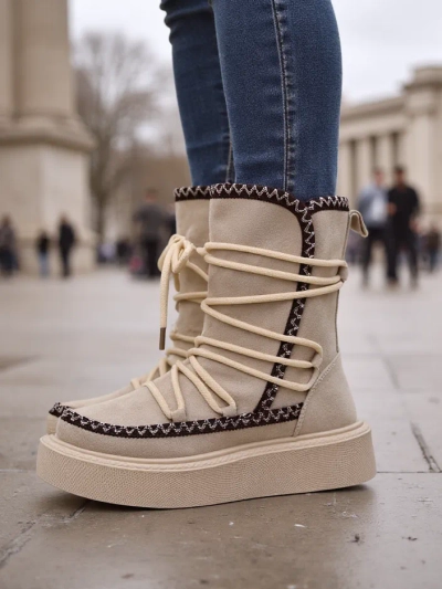 Royalfashion Жени дантелени зимни обувки Stozi
