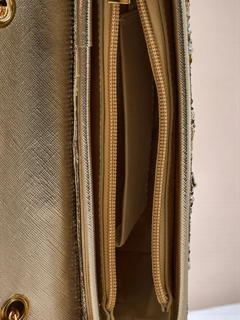 Златна чанта Elegancia Fiori