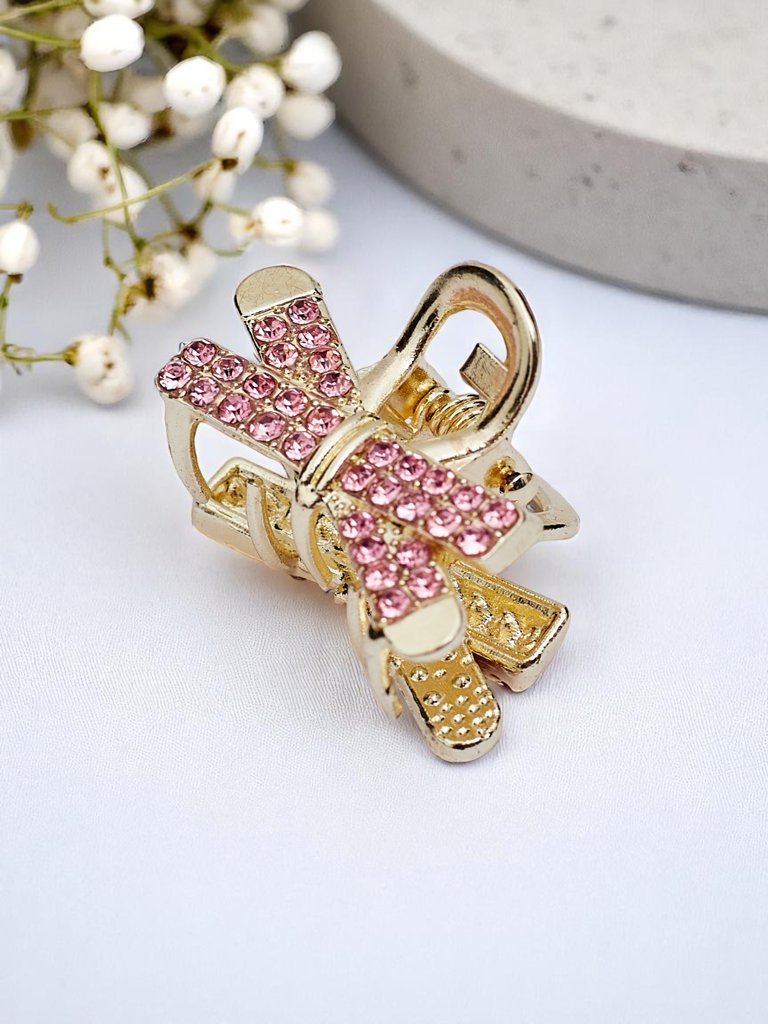 Royalfashion Шнола за коса с камъни Златна шнола