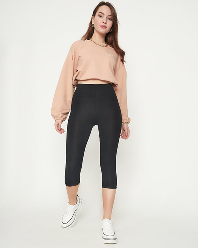 Damskie czarne legginsy o długości 3/4 - Odzież