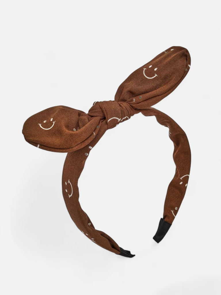 Royalfashion Детска лента за коса с панделка с принт на усмихнати лица