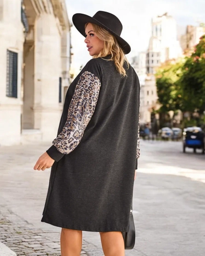 Дамска плат с декоративни ръкави ROYALFASHION с ГОЛЯМ РАЗМЕР