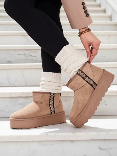 Royalfashion Къси ботуши за жени със стил снягови ботуши Халузи