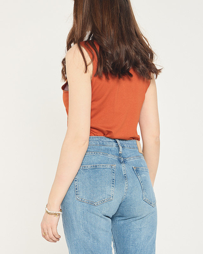 Damski top w kolorze camelowym- Odzież