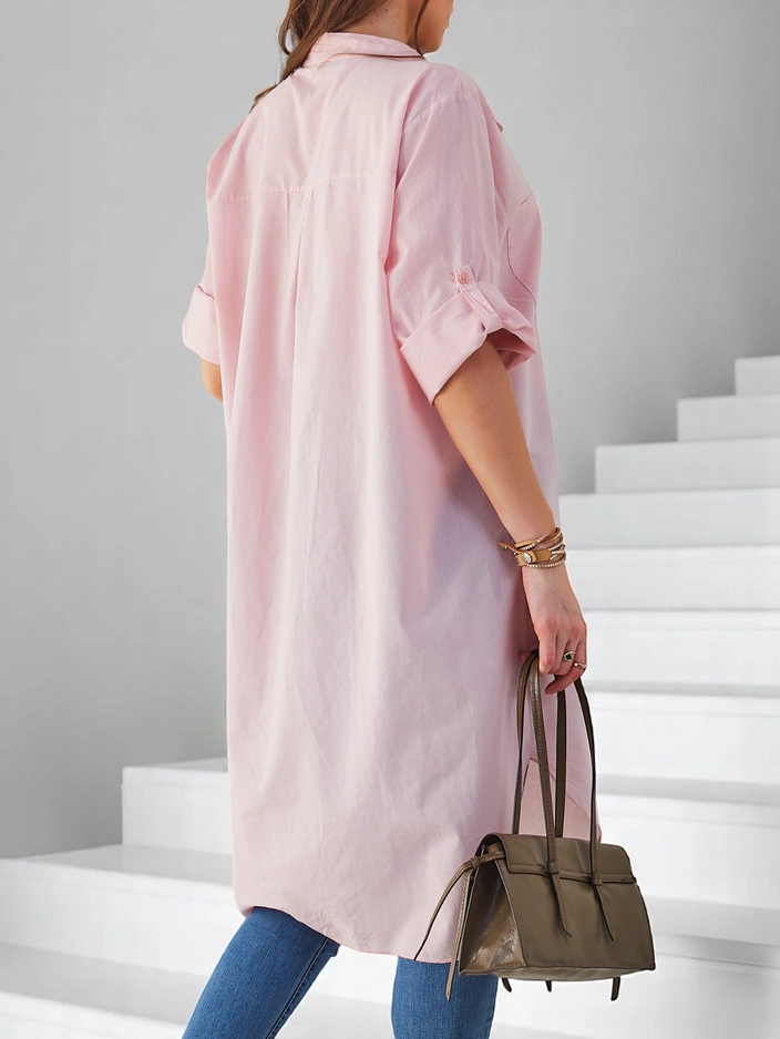 Royalfashion Памучна дълга дамска риза с голям размер